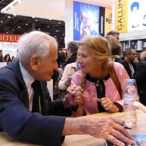 Dominique Dimet et Jean-d'Ormesson-un-grand-Monsieur-au-salon-du-livre-de-Paris